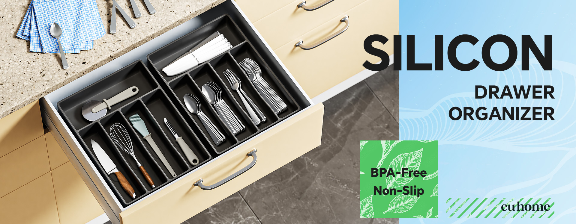 Silicone Silverware Drawer Organizer